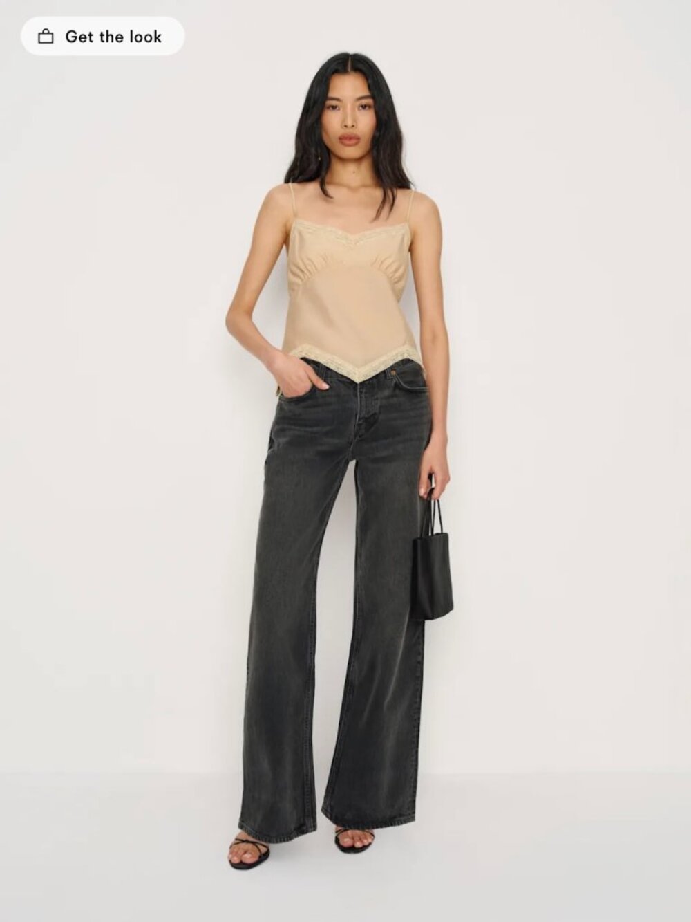 Reformation Cary Low Rise Slouchy Wide Leg Jeans - Summit (Black)